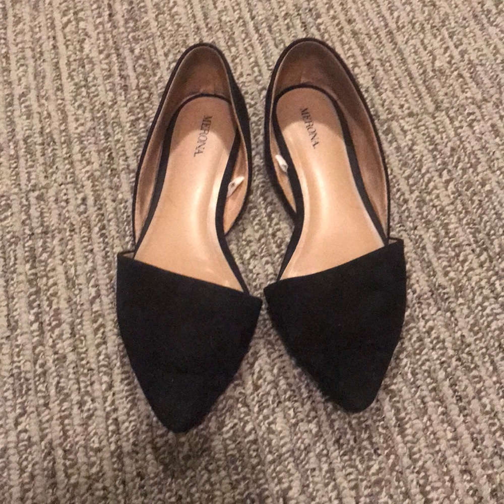 Black suede flats